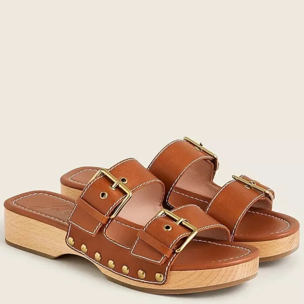 J. Crew Leather double buckle-strap sandals NWOB - Picture 1 of 4